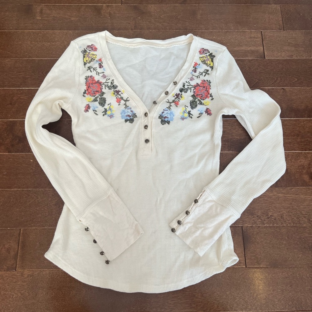 cross stitched long sleeve top
